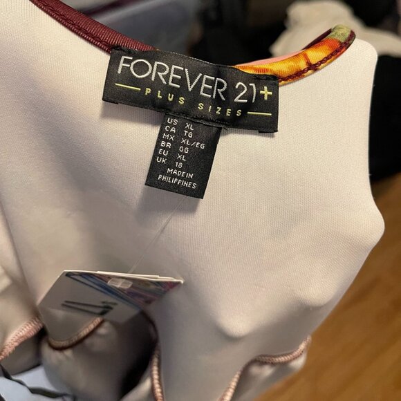 NWT Forever 21+ Burgundy Floral Skater Dress – Size XL - Picture 5 of 7